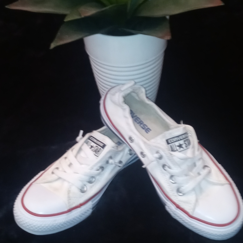 White converse slip on shoes
